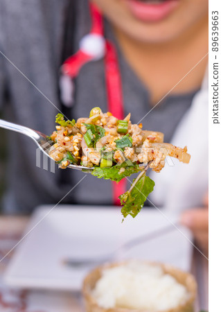 Pork larb's thai local Northeast food  89639663