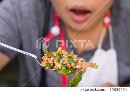 Pork larb's thai local Northeast food  89639664