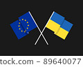 Flags of the European Union and Ukraine. 89640077