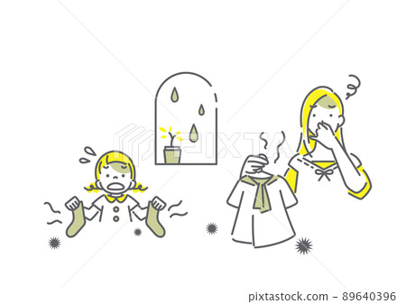 母女,乾洗,簡單時尚的線條畫插圖 母女,乾洗,簡單時尚的線條畫插圖 89640396