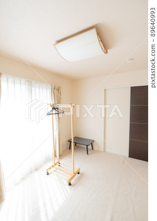 Japanese-style room with DIY carpet in tatami room - Stock Photo