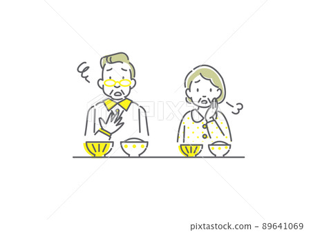 Senior couple who can not enjoy meals Simple and stylish line drawing illustration 89641069