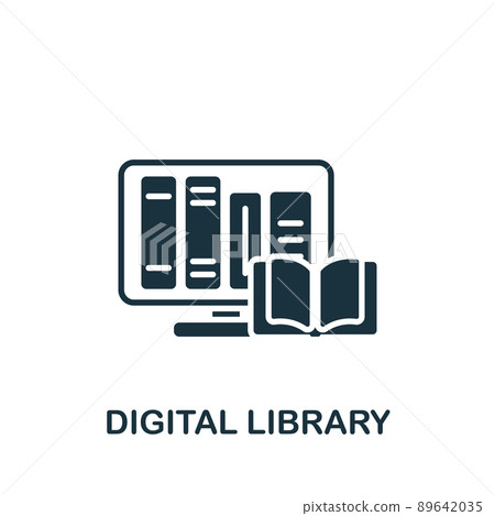 Digital Library icon. Monochrome simple E-Learning icon for templates, web design and infographics Digital Library icon. Monochrome simple E-Learning icon for templates, web design and infographics 89642035
