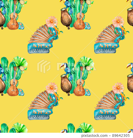 Seamless pattern for Festa Junina watercolor illustration Seamless pattern for Festa Junina watercolor illustration 89642305
