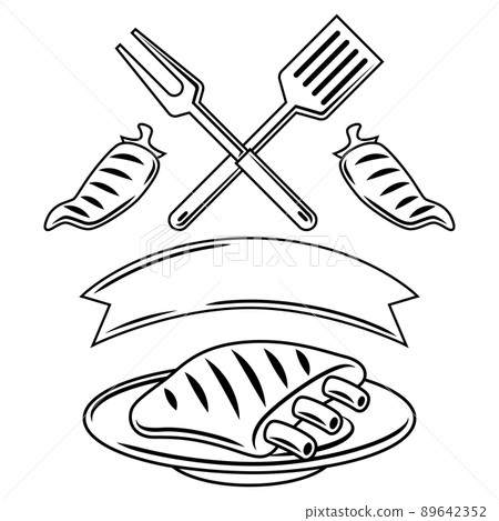 Bbq background with grill objects and icons 89642352