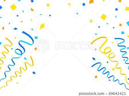 Ribbon and Confetti Cracker Frame Material / Vector / Blue Yellow / Summer / Father's Day 89642421