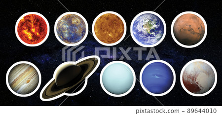 Solar system with white stroke. Elements of this image furnished by NASA Solar system with white stroke. Elements of this image furnished by NASA 89644010