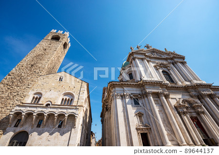 Brescia Lombardy Italy - Medieval Broletto Palace and Brescia New Cathedral 89644137