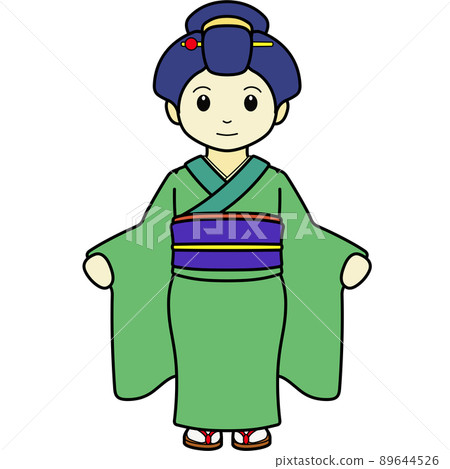 Illustration of a woman wearing a kimono 89644526
