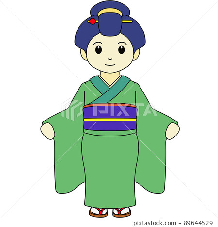 一個穿著和服的女人的插圖 一個穿著和服的女人的插圖 89644529