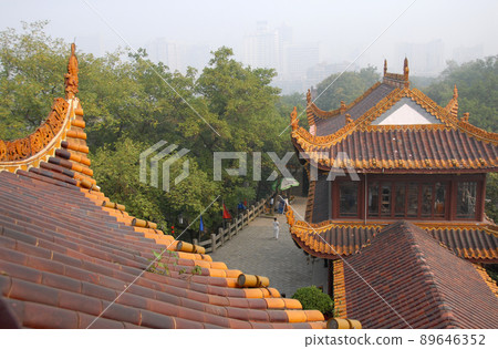 Changsha, Hunan Province, China: Tianxin Pavilion is an old Chinese pavilion located on the ancient city wall of Changsha, Hunan. View from the upper storey of the main pavilion.  89646352