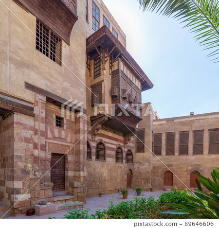Courtyard of El Razzaz Mamluk era historic house, Darb Al-Ahmar district, Old Cairo, Egypt 89646606