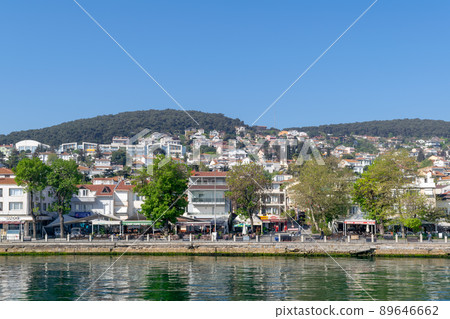 View of Heybeliada island from the sea with summer houses, Sea of Marmara, near Istanbul, Turkey View of Heybeliada island from the sea with summer houses, Sea of Marmara, near Istanbul, Turkey 89646662
