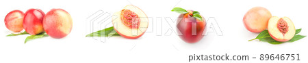 Set of juicy ripe peaches isolated on a white background cutout Set of juicy ripe peaches isolated on a white background cutout 89646751