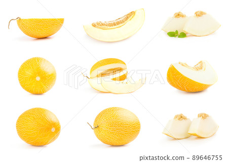 Collage of yellow melon isolated on a white background with clipping path 89646755