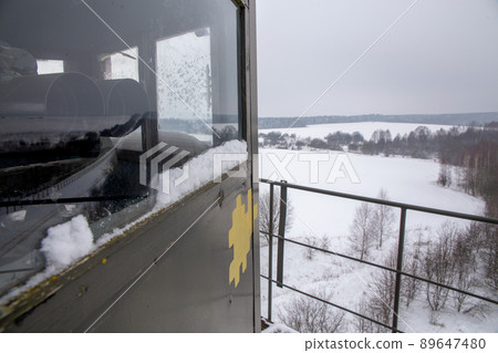 A military watchtower on the Polish border used for army observation and border control. 89647480