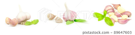 Set of Garlic isolated on a white background cutout Set of Garlic isolated on a white background cutout 89647603