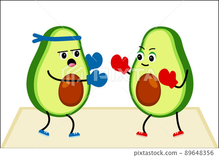 Two avocados are engaged in boxing sports. Two avocados are engaged in boxing sports. 89648356
