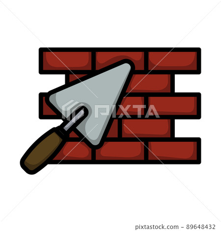 Icon Of Brick Wall With Trowel 89648432