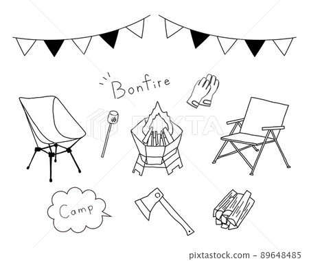 Camve bonfire illustration set 89648485