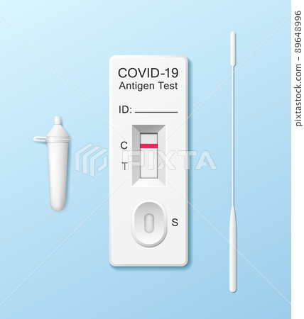 COVID-19, Antigen Testing Kits. Coronavirus rapid test design on blue background 89648996