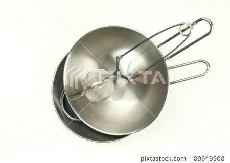Kitchen utensil on white background, top view Kitchen utensil on white background, top view 89649908