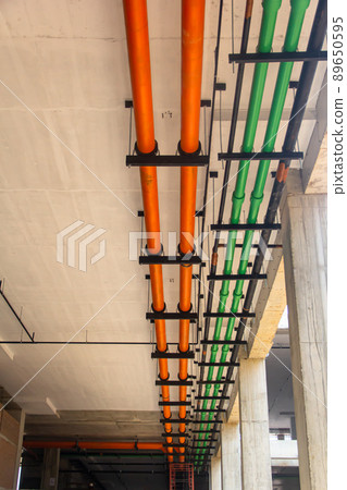 Pipe Systems, pipeline on building ceiling. 89650595