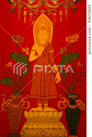 Mural mythology buddhist religion on wall 89650600