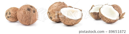 Set of coconut on a white background clipping path isolated on a white background Set of coconut on a white background clipping path isolated on a white background 89651872