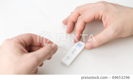 Corona virus antigen fast test. Lab card kit test for COVID-19. 89653296