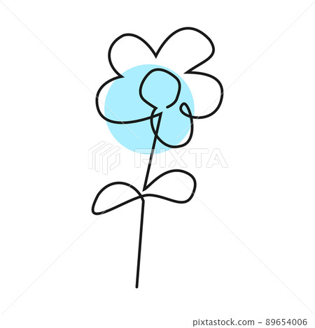 一筆劃的花線圖插畫素材 89654006