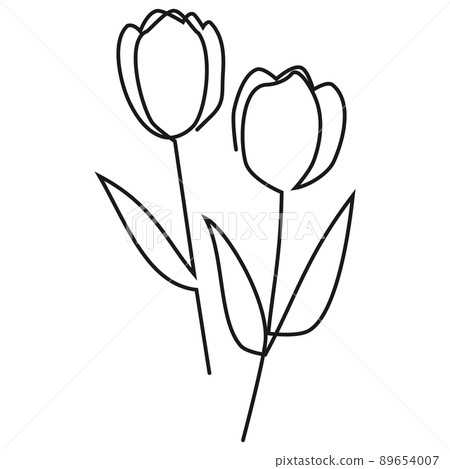 一筆劃的鬱金香線描插圖素材 一筆劃的鬱金香線描插圖素材 89654007