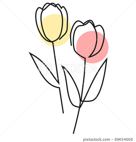 一筆劃的鬱金香線描插圖素材 一筆劃的鬱金香線描插圖素材 89654008