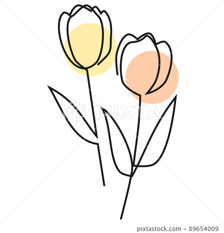 一筆劃的鬱金香線描插圖素材 一筆劃的鬱金香線描插圖素材 89654009