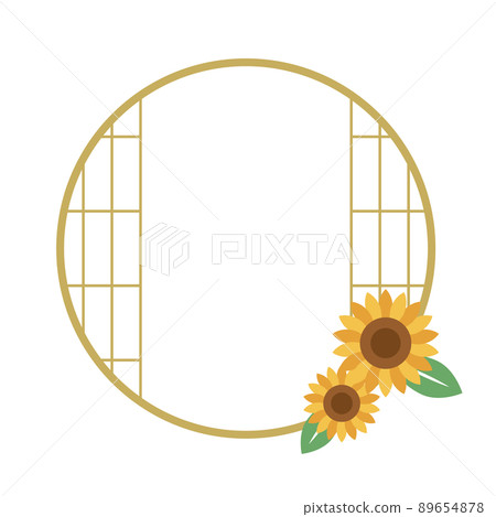 Japanese style frame, circular label, midyear gift, gift, summer gift, illustration material 89654878