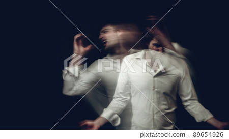 man with mental disorders and schizophrenic disease 89654926