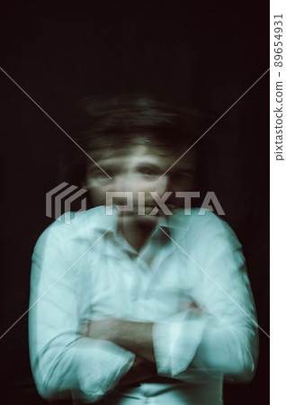 schizophrenic blurred portrait of a psychopathic man with mental disorders and disorders 89654931