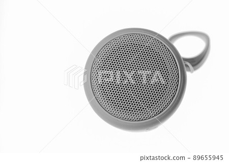 Audio speaker close-up on a white background, Speaker system. Musical column, top view. 89655945