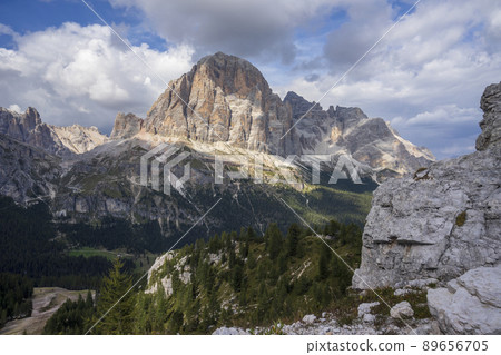 A view of Tofana massif in the Dolomites. 89656705