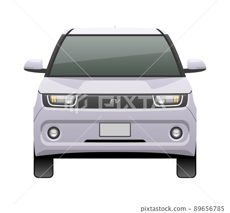 從前面看到的汽車的插圖（緊湊型 EV） 89656785