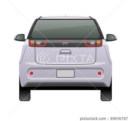 從後面看到的汽車的插圖（緊湊型 EV） 89656787