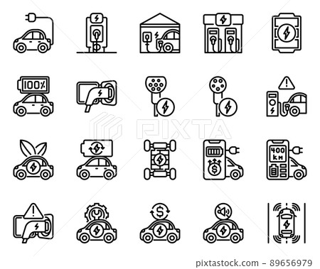 Electric Vehicle outline icon and symbol for website, application 89656979