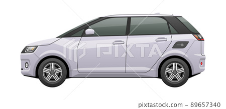 從側面看汽車的插圖(緊湊型 EV) 從側面看汽車的插圖(緊湊型 EV) 89657340