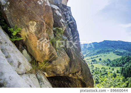 a rocks in Tustan fortress place, Skole Beskids National Nature Park, Lviv region, Ukraine 89660044