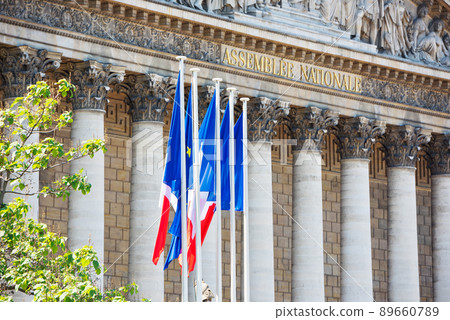 National Flags of France and EU in Paris, France National Flags of France and EU in Paris, France 89660789