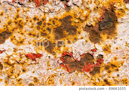 Chipped paint rusty textured metal background 89661035