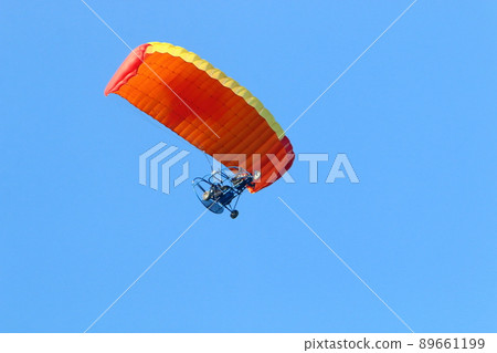 Flying on a wing over the Mediterranean Sea in Israel Flying on a wing over the Mediterranean Sea in Israel 89661199