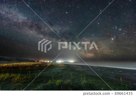 Sandy beach and starry sky 89661435