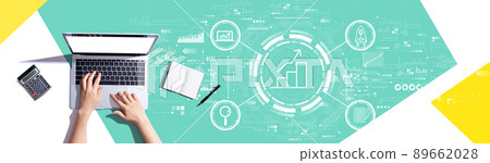Business growth analysis with person using a laptop 89662028