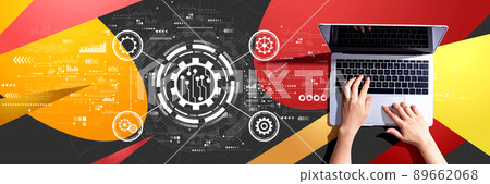 Automation concept with person using a laptop Automation concept with person using a laptop 89662068